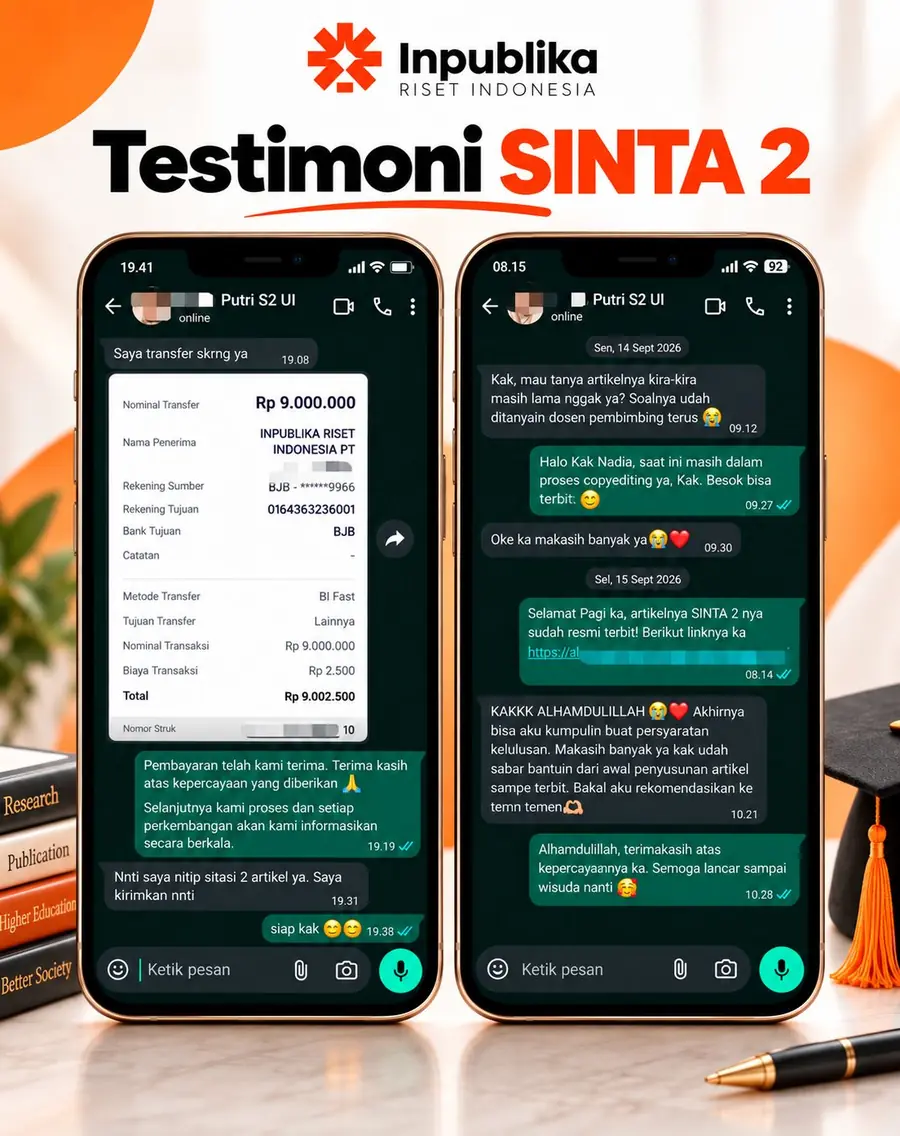 Testimoni klien mahasiswa S2 setelah artikel SINTA 2 terbit